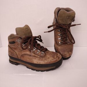 Vintage Timberland Euro Hiker Leather Boots Women’s Size 6M Brown Lace Up Hiking